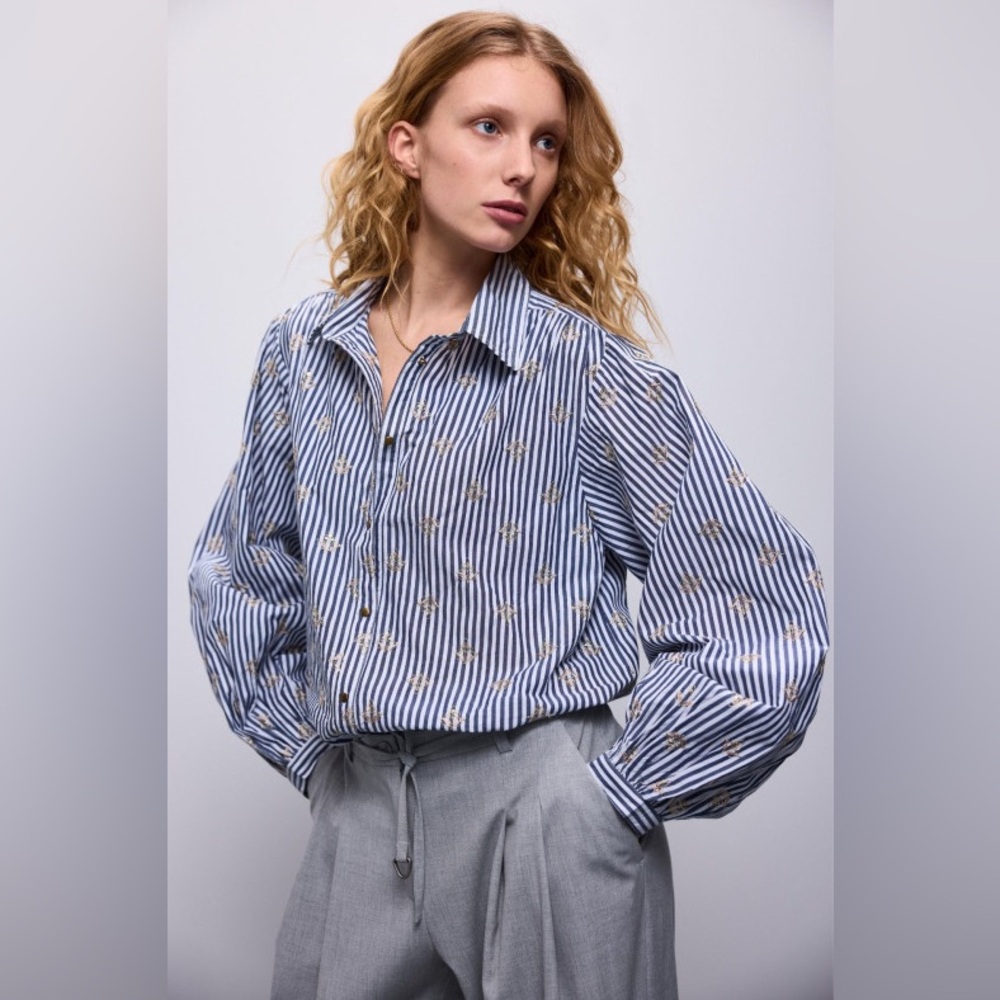 Summum Striped Blue Button Down Shirt